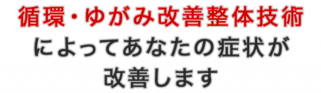 循環・ゆがみ改善整体技術によってあなたの症状が改善します