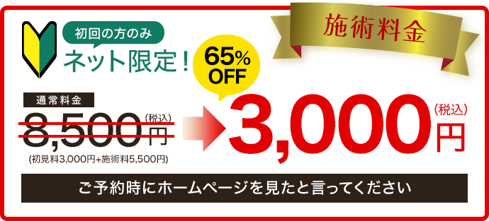 通常料金8,500円→3,000円
